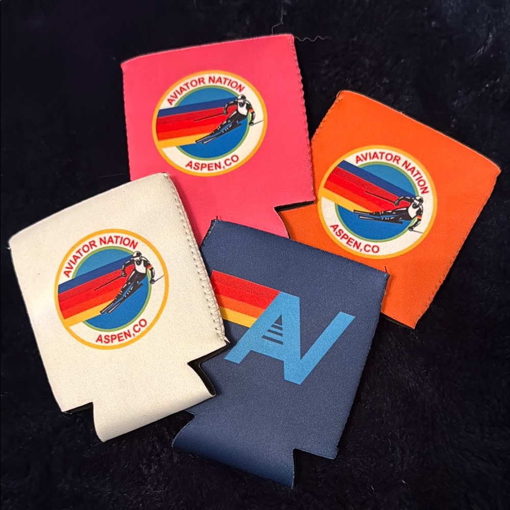 Aviator Nation Aspen koozie set - navy, pink, orange and white never used